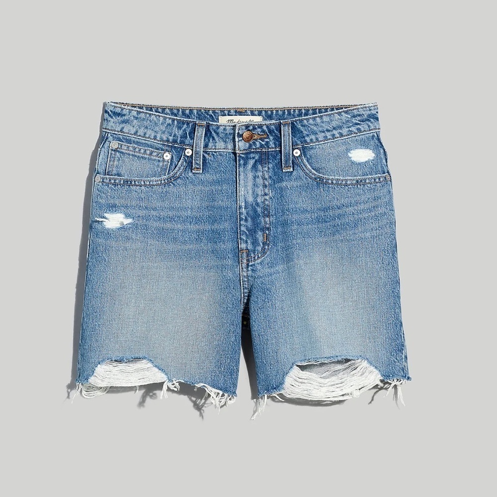 Madewell Denim Shorts Relaxed‎ Mid Length Size 26 100% Cotton Distressed Beach